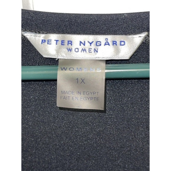 Women’s Peter Nygard Short Sleeve Black Shirt / Top Size 1X 94% Nylon 6% Spandex - Picture 2 of 4